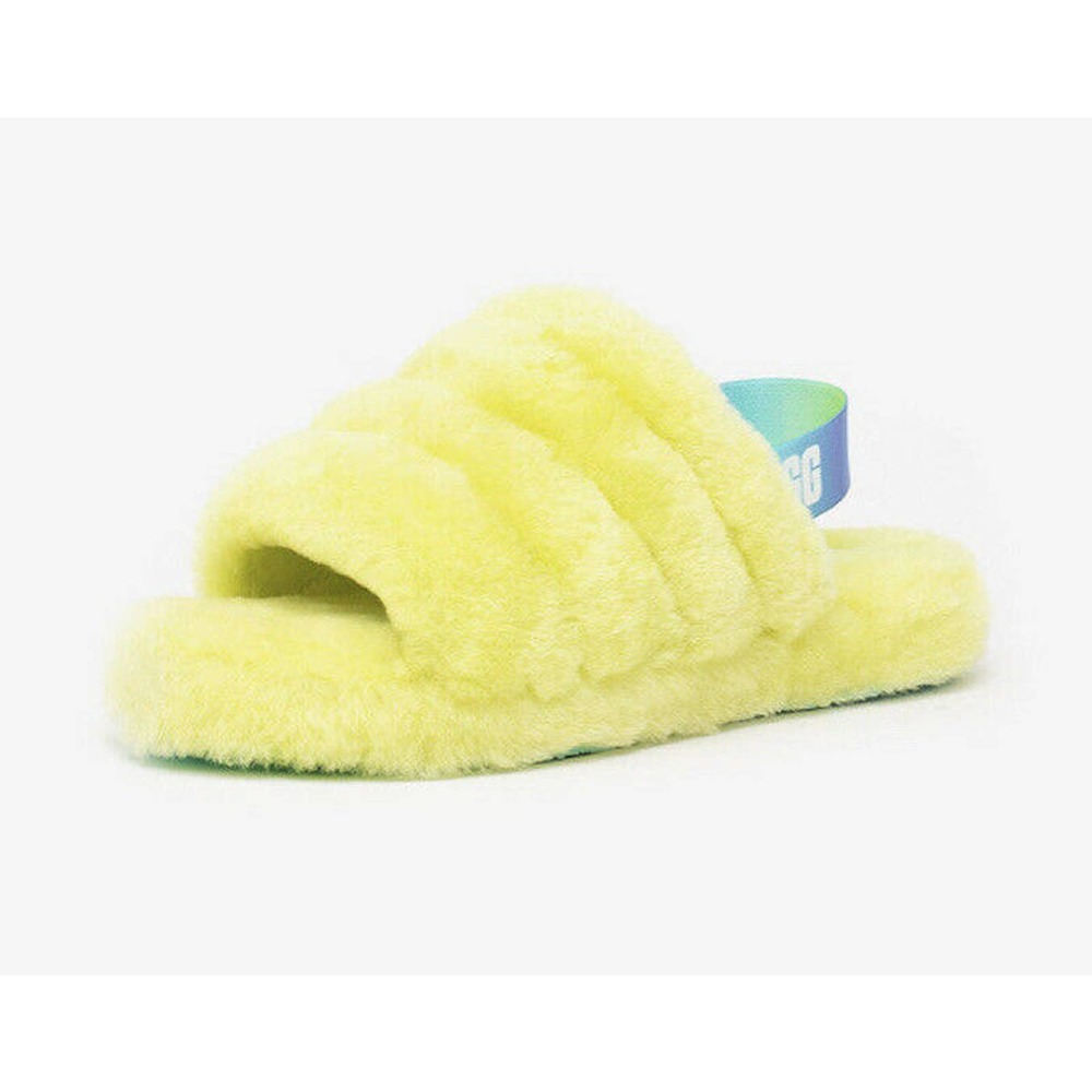 UGG Fluff Yeah Slide Pollen Gradient Yellow Slippers Sz 5 NEW